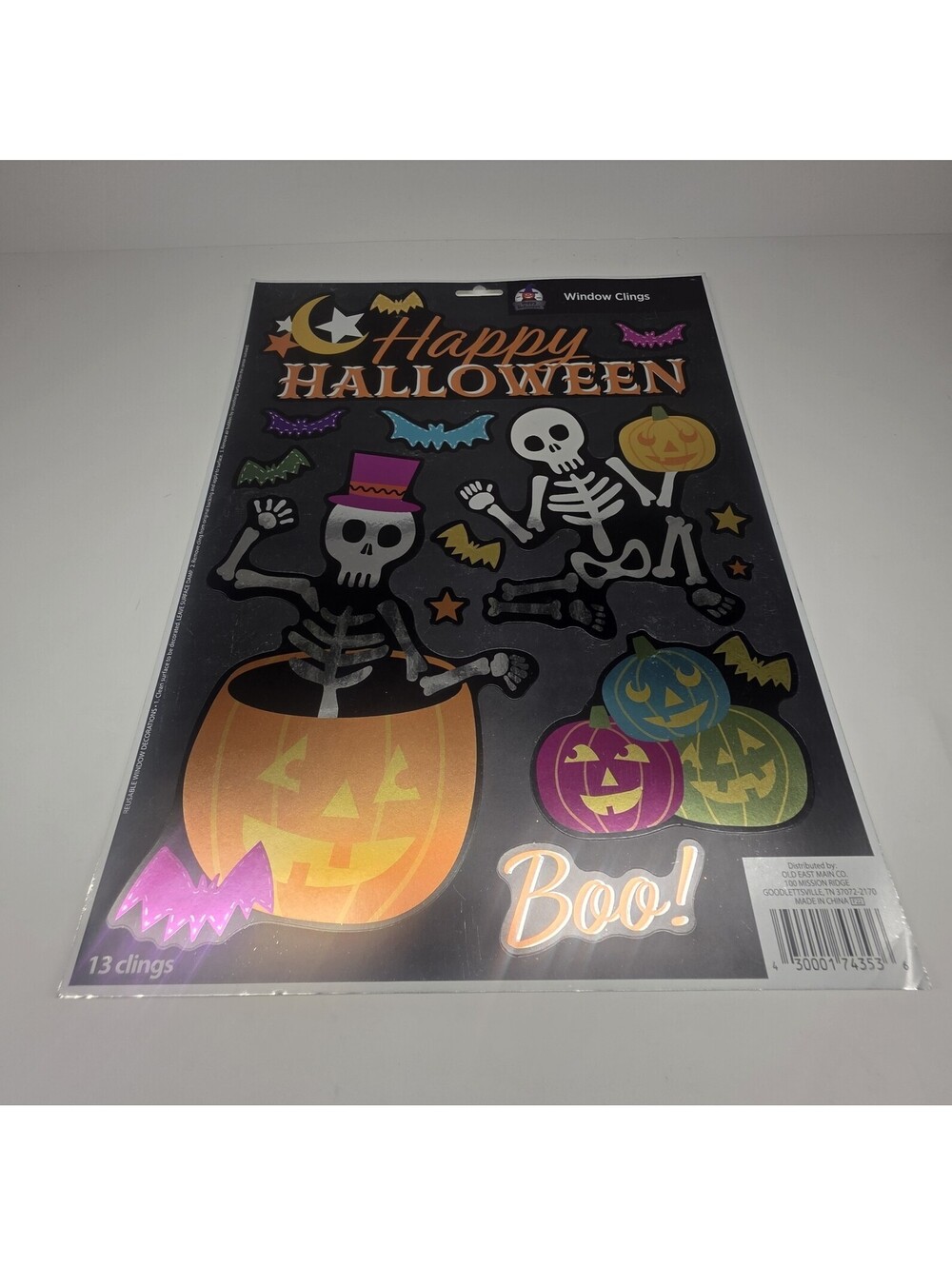 Halloween Window Clings Decals Pumpkin & Skeletos Bats Window Stickers New